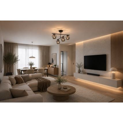 BRILAGI - Lustră aplicată DIOR 4xE27/60W/230V negru/gri fumuriu