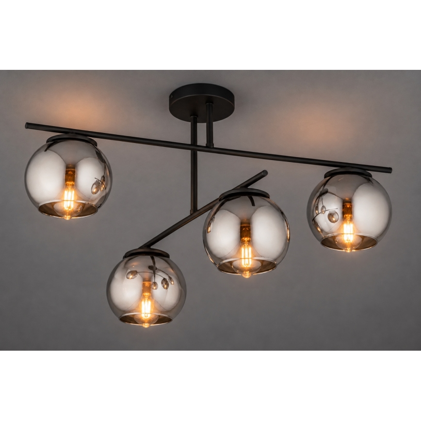 BRILAGI - Lustră aplicată DIOR 4xE27/60W/230V negru/gri fumuriu