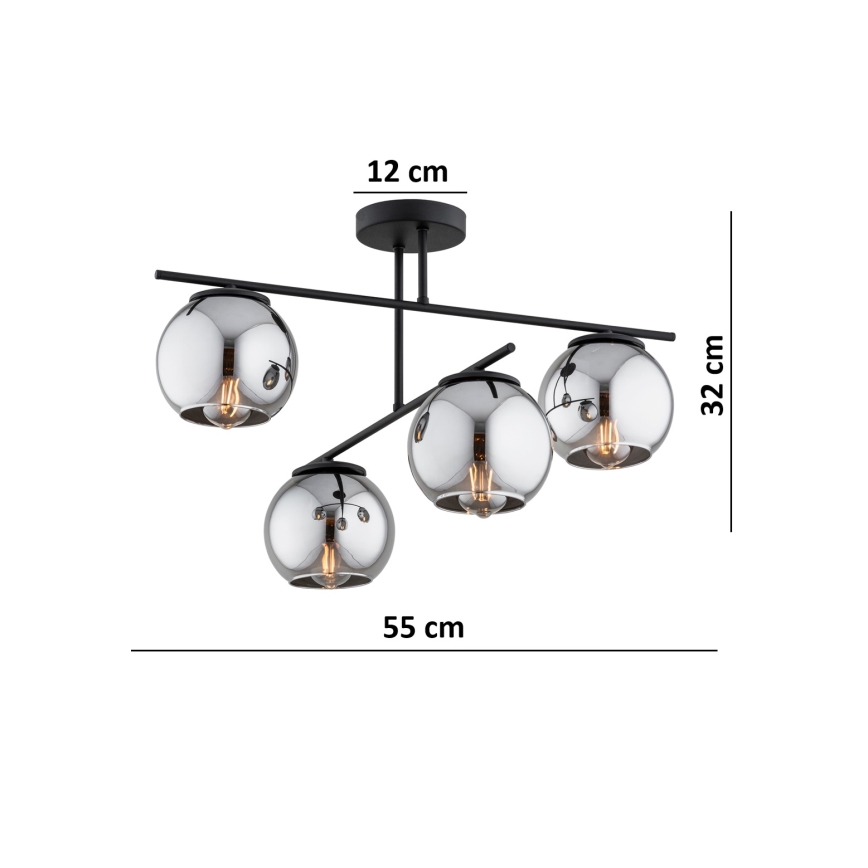 BRILAGI - Lustră aplicată DIOR 4xE27/60W/230V negru/gri fumuriu