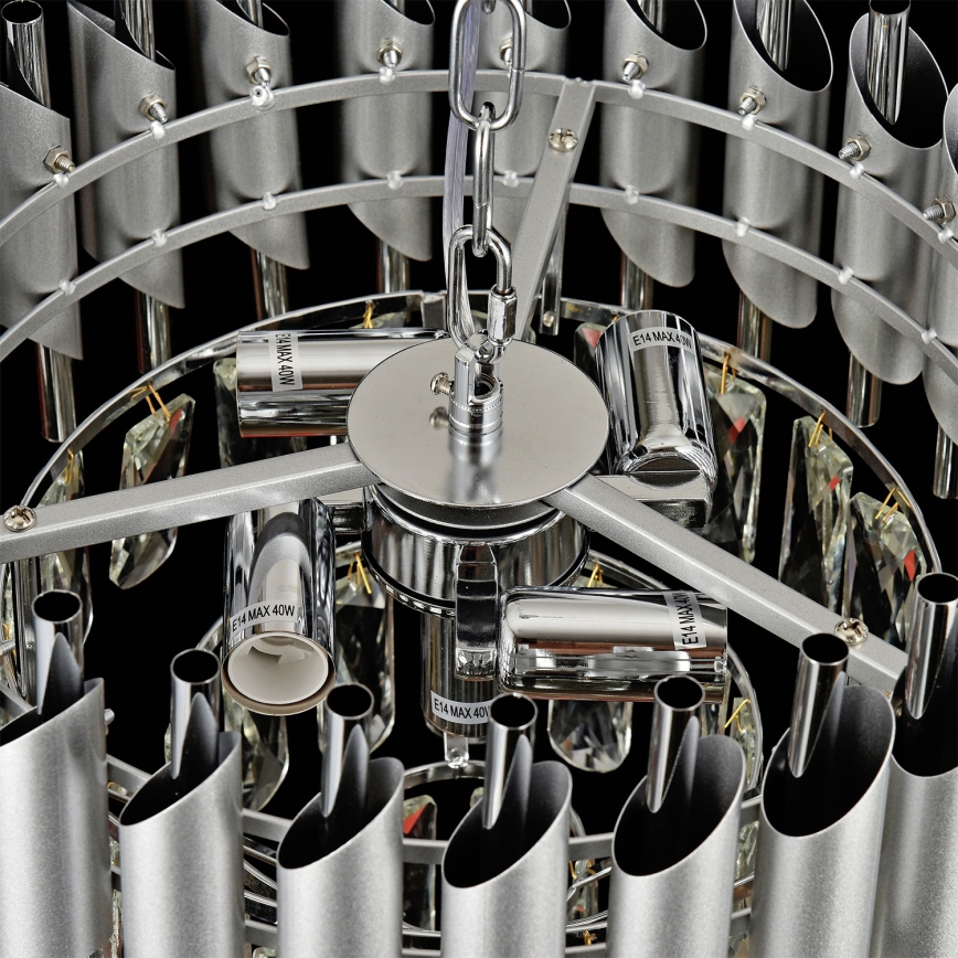 Brilagi - Lustră aplicată ECLIPSE, 5 x E14, 10W, 230V, Ø 38 cm, argintie