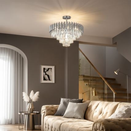 Brilagi - Lustră aplicată ECLIPSE 7xE14/10W/230V Ø 48 cm argintie