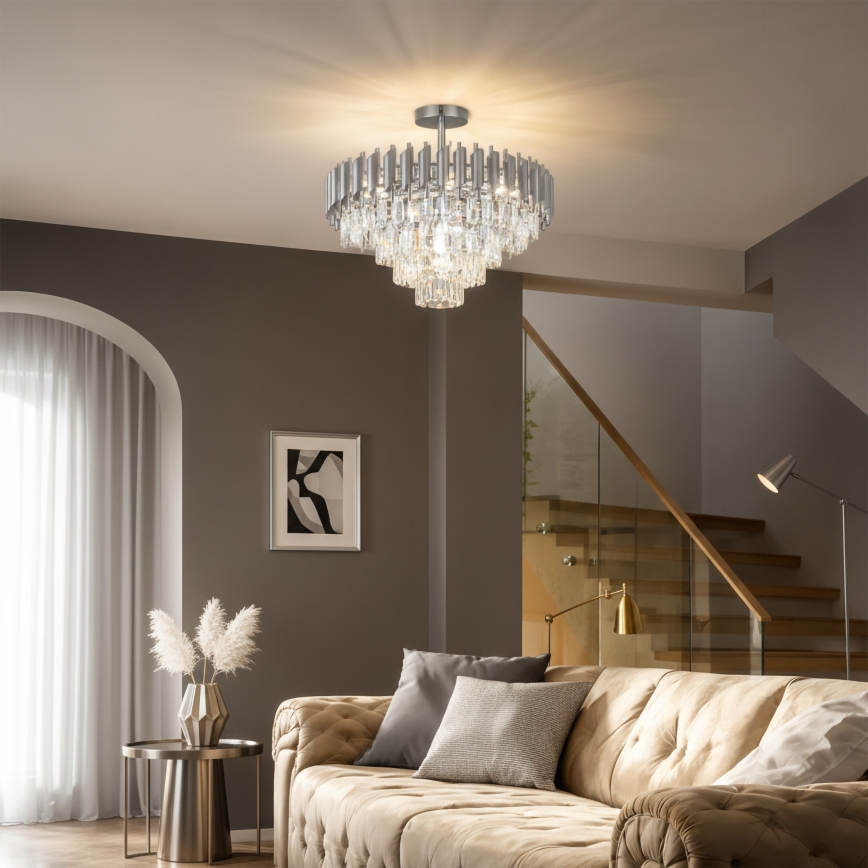 Brilagi - Lustră aplicată ECLIPSE 7xE14/10W/230V Ø 48 cm argintie