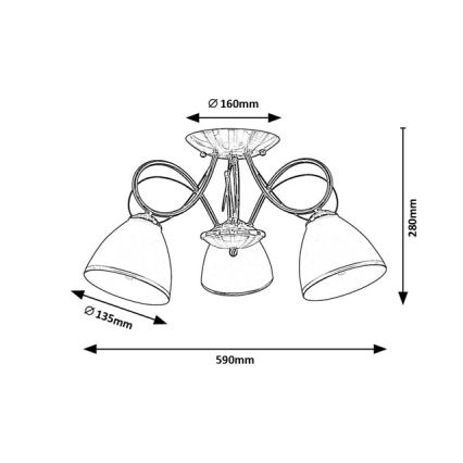 Brilagi - Lustră aplicată FRED 3xE27/60W/230V Ø 59 cm bronz