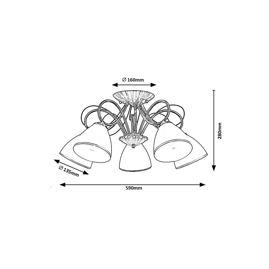 Brilagi - Lustră aplicată FRED, 5xE27/60W/230V, diametru 59 cm, bronzată