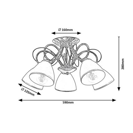 Brilagi - Lustră aplicată FRED 5xE27/60W/230V Ø 59 cm crom lucios