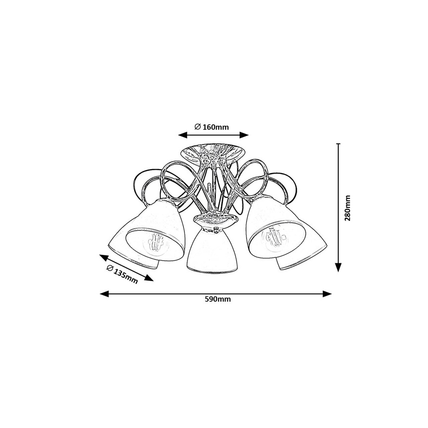 Brilagi - Lustră aplicată FRED 5xE27/60W/230V Ø 59 cm crom lucios
