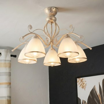 Brilagi - Lustră aplicată LED ANTICO 5xE27/60W/230V 3000K patină albă