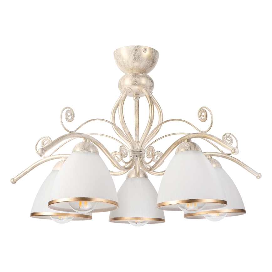 Brilagi - Lustră aplicată LED ANTICO 5xE27/60W/230V 3000K patină albă