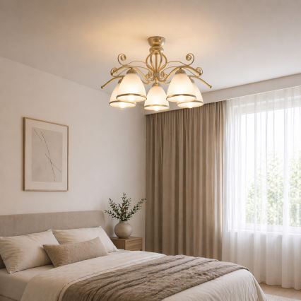 Brilagi - Lustră aplicată LED ANTICO 5xE27/60W/230V 3000K patină albă