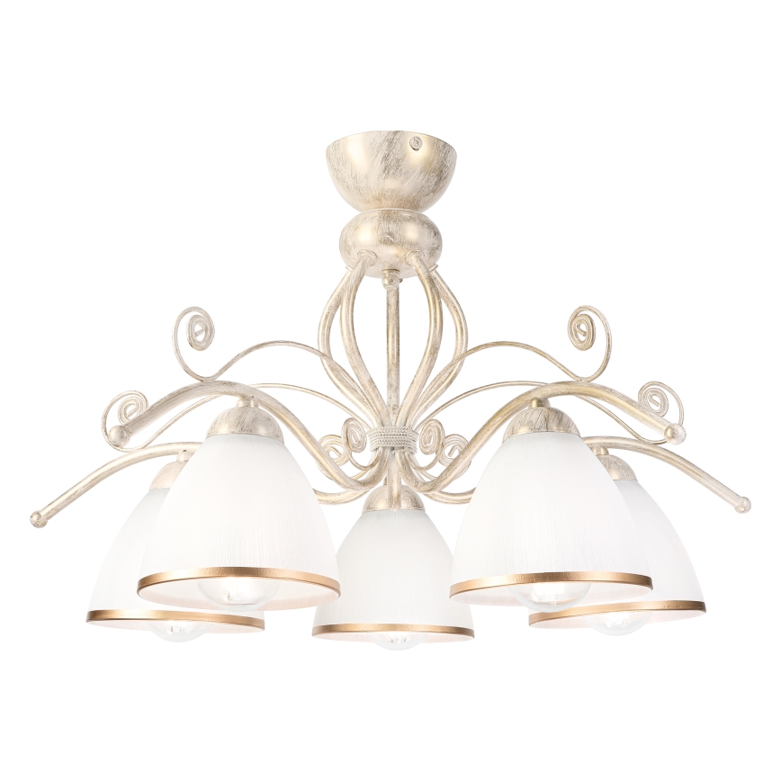 Brilagi - Lustră aplicată LED ANTICO 5xE27/60W/230V 3000K patină albă