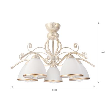 Brilagi - Lustră aplicată LED ANTICO 5xE27/60W/230V 3000K patină albă