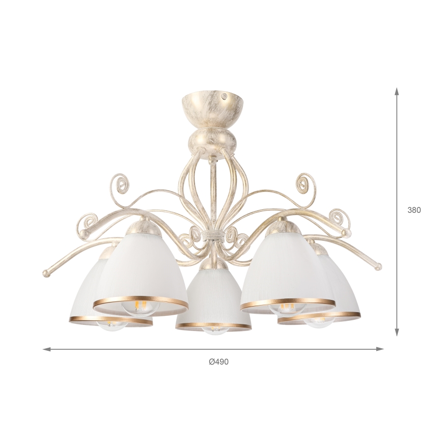 Brilagi - Lustră aplicată LED ANTICO 5xE27/60W/230V 3000K patină albă