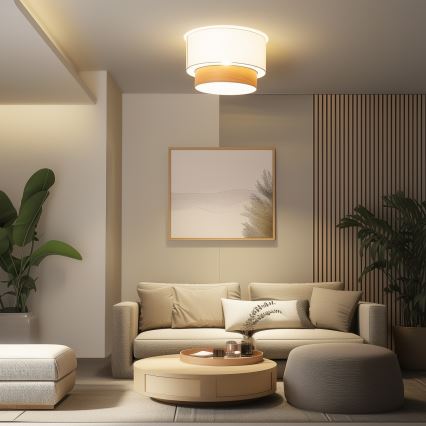 Brilagi - Lustra aplicată LED CERIA 1xE27/40W/230V, diam. 50 cm, alb/bej