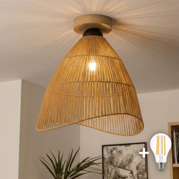 Brilagi - Lustră aplicată LED CERIA BOHO 1xE27/40W/230V Ø 70 cm maro/stejar