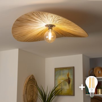 Brilagi - Lustră aplicată LED CERIA BOHO 1xE27/40W/230V, Ø 80 cm, rafie