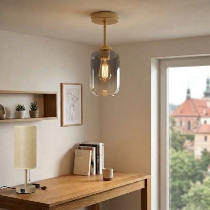 BRILAGI - LED lustră aplicată RETRO GLASS 1xE27/60W/230V Ø 14 cm bej/gri fumuriu