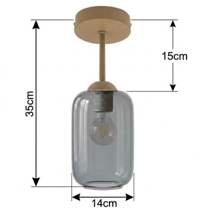 BRILAGI - LED lustră aplicată RETRO GLASS 1xE27/60W/230V Ø 14 cm bej/gri fumuriu