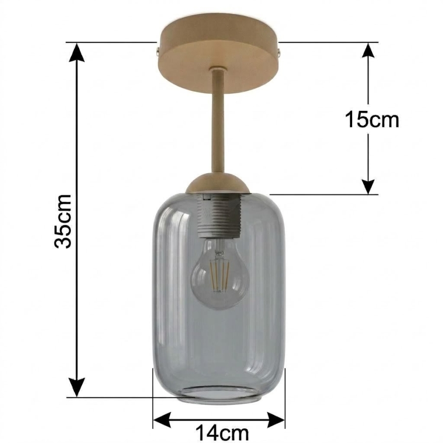 BRILAGI - LED lustră aplicată RETRO GLASS 1xE27/60W/230V Ø 14 cm bej/gri fumuriu