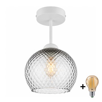 BRILAGI - Lustră aplicată LED RETRO GLASS 1xE27/60W/230V Ø 18 cm alb/gri fumuriu