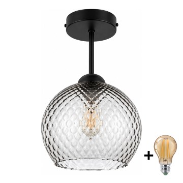 BRILAGI - Lustră aplicată LED RETRO GLASS 1xE27/60W/230V Ø 25 cm negru/gri fumuriu