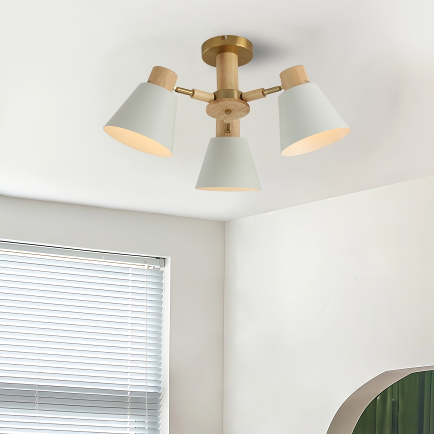 Brilagi - Lustră aplicată LUND WOOD 3xE27/40W/230V Ø 50 cm, lemn