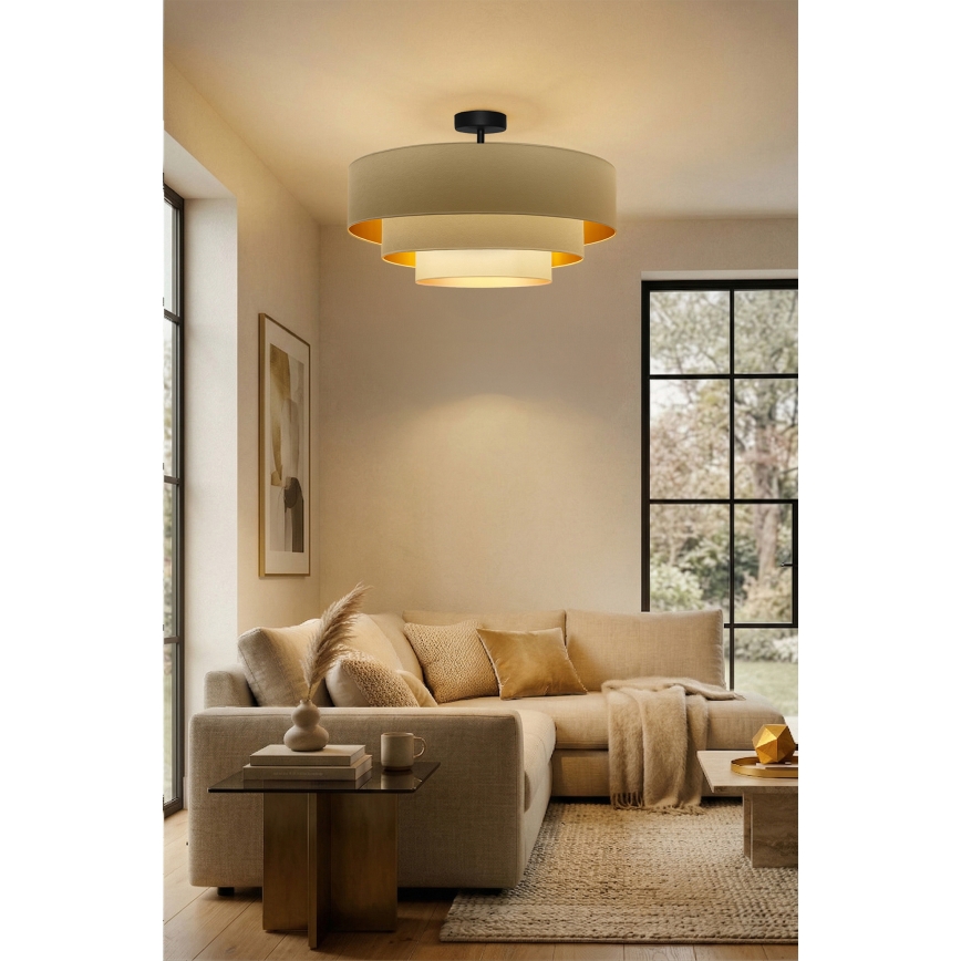 Brilagi - Lustră aplicată LUNETA 3xE27/60W/230V Ø 80 cm crem/auriu