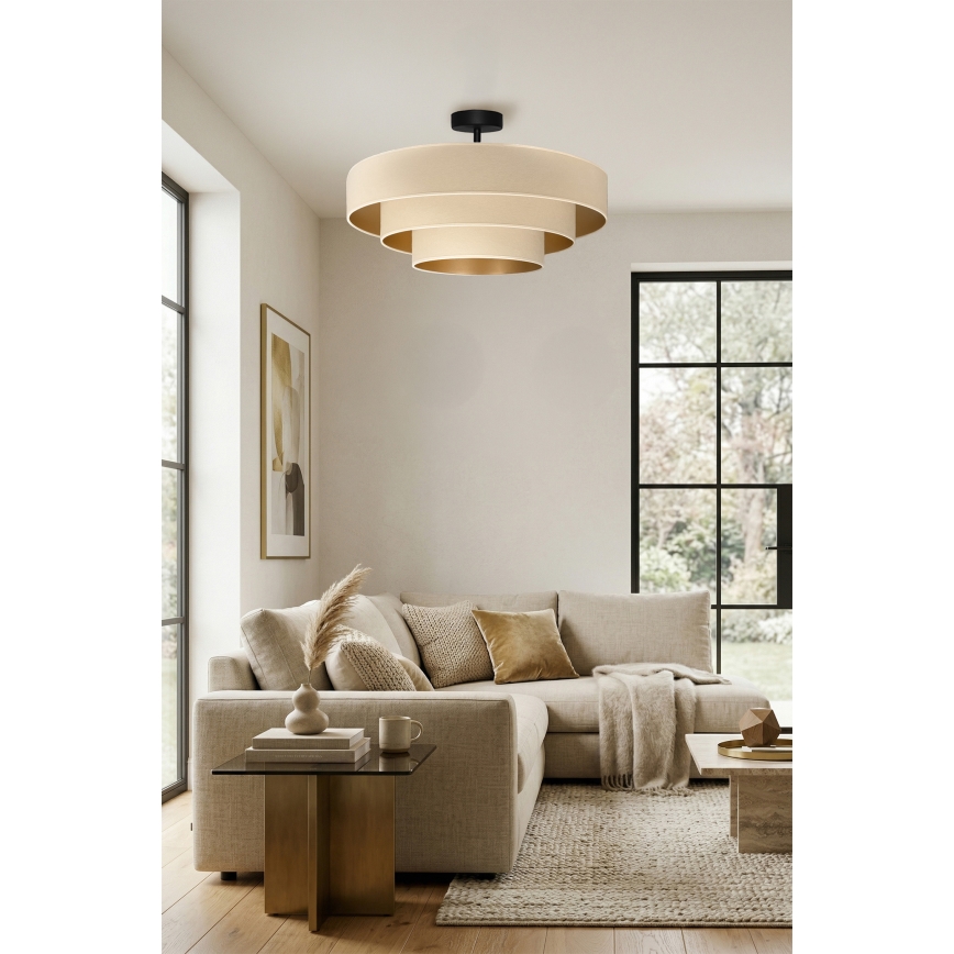 Brilagi - Lustră aplicată LUNETA 3xE27/60W/230V Ø 80 cm crem/auriu