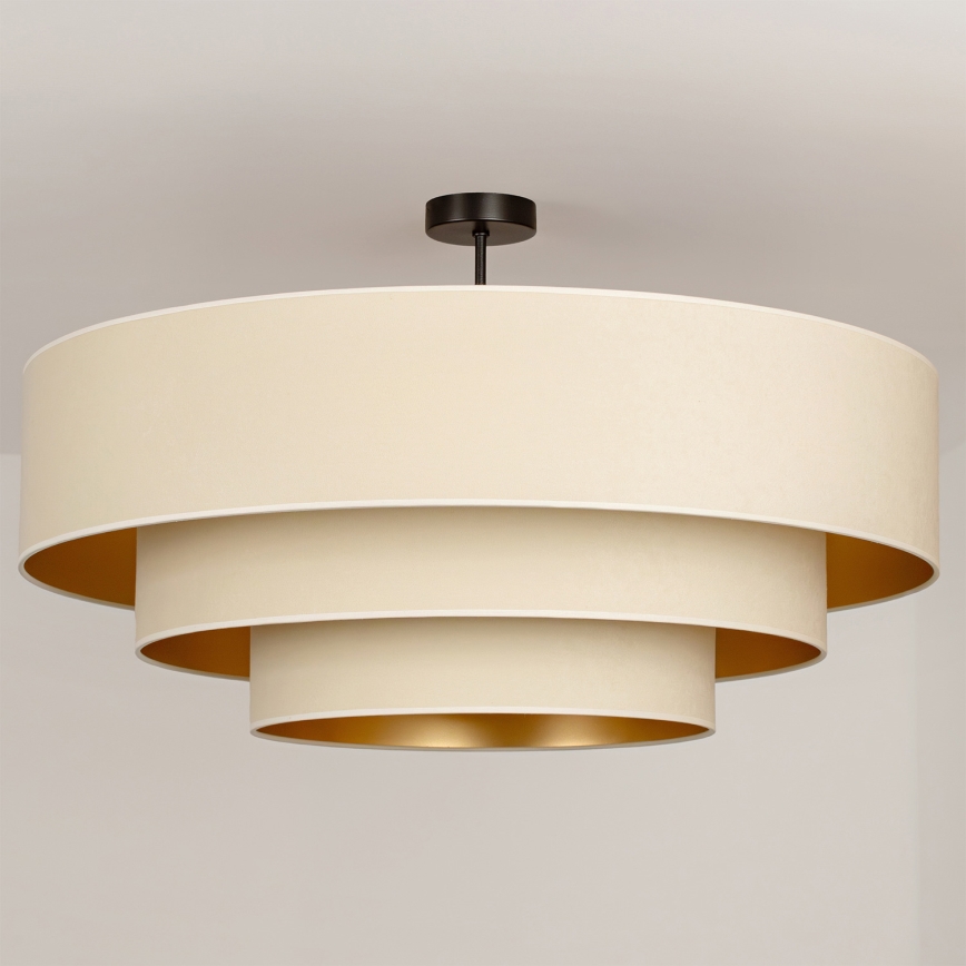 Brilagi - Lustră aplicată LUNETA 3xE27/60W/230V Ø 80 cm crem/auriu