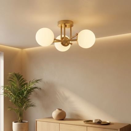 Brilagi - Lustră aplicată MALIVA 3xE14/15W/230V auriu/alb