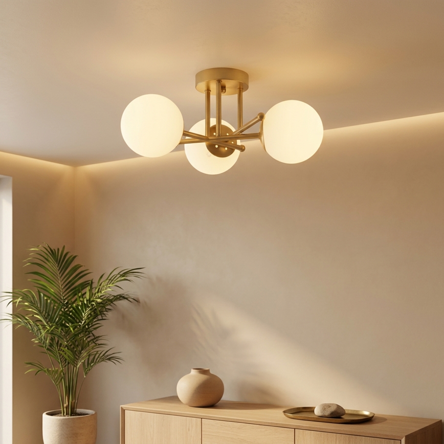Brilagi - Lustră aplicată MALIVA 3xE14/15W/230V auriu/alb