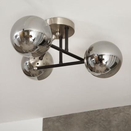 Brilagi - Lustră aplicată MALIVA 3xE14/15W/230V crom mat/sticlă fumurie