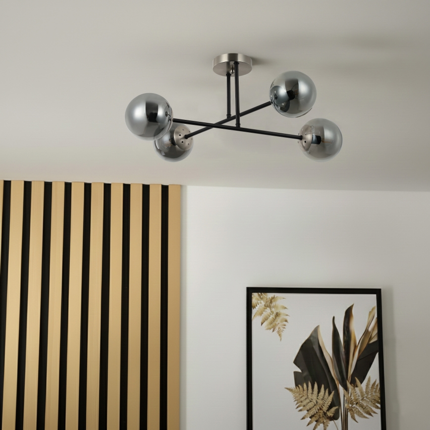 Brilagi - Lustra aplicată MALIVA 4xE14/15W/230V crom mat/fumuriu