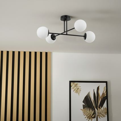 Brilagi - Lustră aplicată MALIVA 4xE14/15W/230V negru/alb