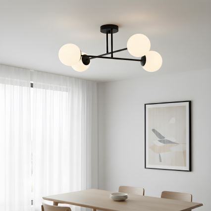 Brilagi - Lustră aplicată MALIVA 4xE14/15W/230V negru/alb