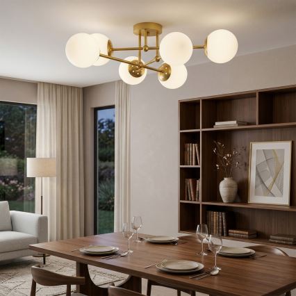 Brilagi - Lustră aplicată MALIVA 6xE14/15W/230V auriu/alb