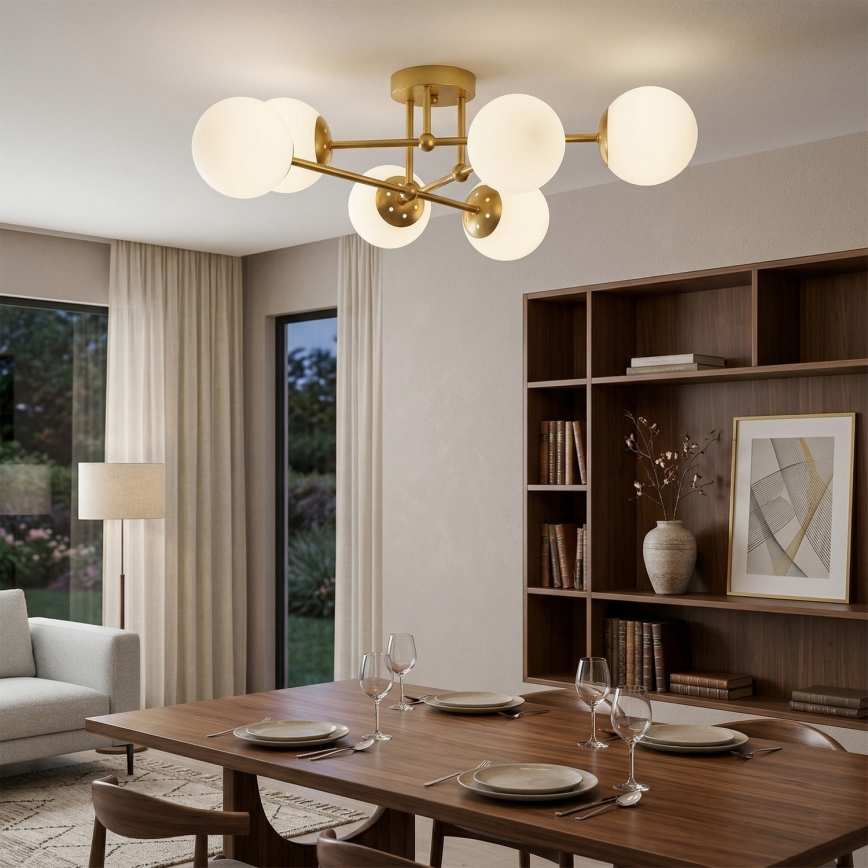 Brilagi - Lustră aplicată MALIVA 6xE14/15W/230V auriu/alb