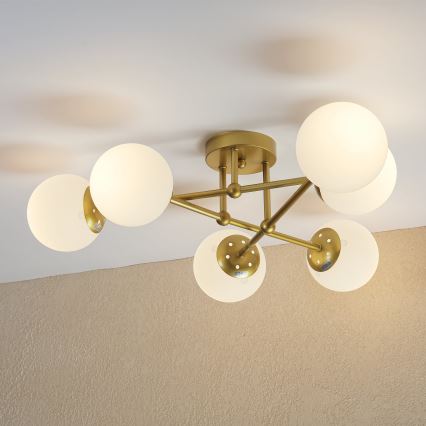 Brilagi - Lustră aplicată MALIVA 6xE14/15W/230V auriu/alb