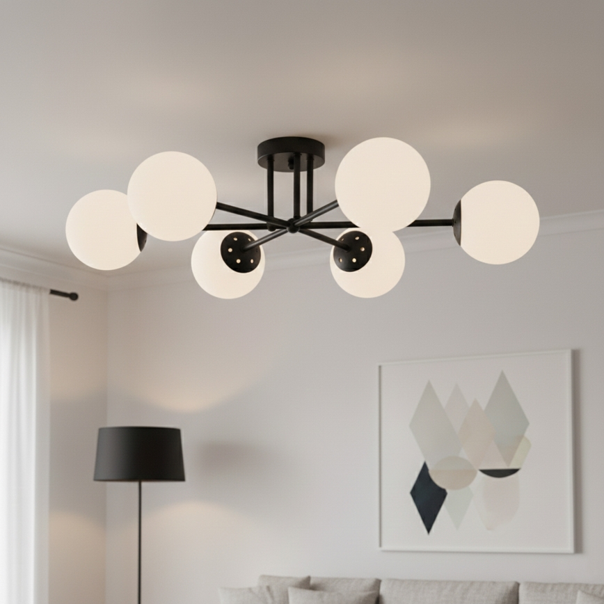 Brilagi - Lustră aplicată MALIVA 6xE14/15W/230V negru/alb