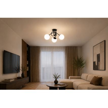 Brilagi - Lustră aplicată MILO 3xE27/60W/230V neagră