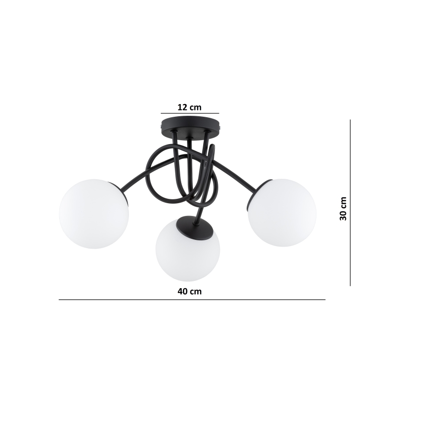 Brilagi - Lustră aplicată MILO 3xE27/60W/230V neagră