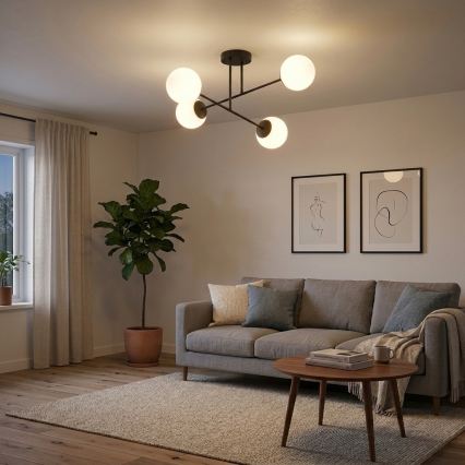 Brilagi - Lustră aplicată MILO 4xE27/60W/230V neagră