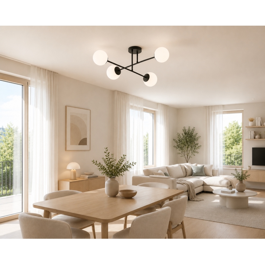 Brilagi - Lustră aplicată MILO 4xE27/60W/230V neagră
