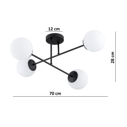 Brilagi - Lustră aplicată MILO 4xE27/60W/230V neagră