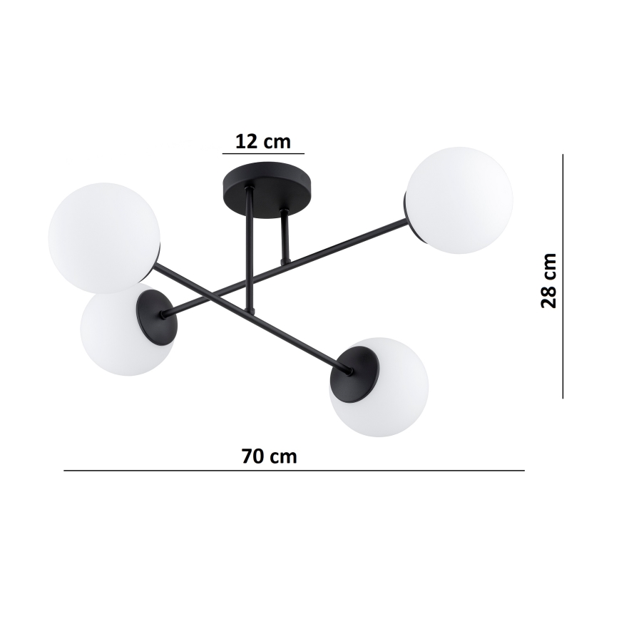 Brilagi - Lustră aplicată MILO 4xE27/60W/230V neagră