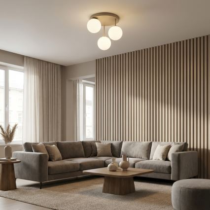 Brilagi - Lustră aplicată MILO ECRU 3xE27/60W/230V bej/auriu