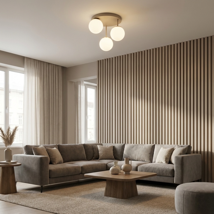 Brilagi - Lustră aplicată MILO ECRU 3xE27/60W/230V bej/auriu