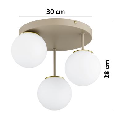 Brilagi - Lustră aplicată MILO ECRU 3xE27/60W/230V bej/auriu