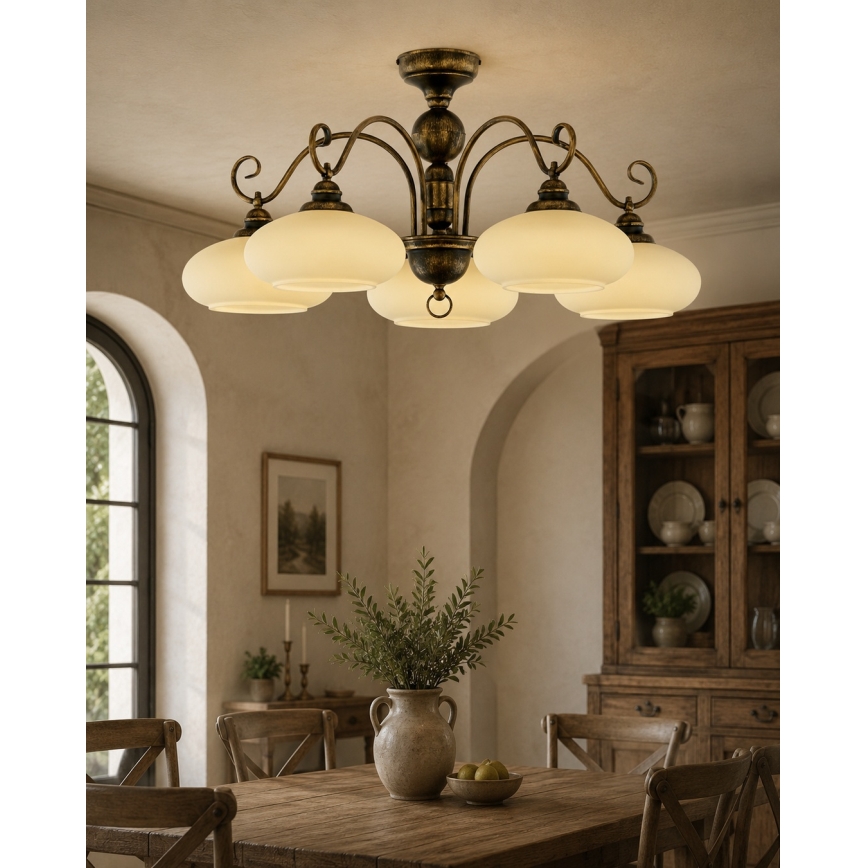 Brilagi - Lustră aplicată MOLLERO 5xE27/15W/230V Ø 84 cm bronz/patină