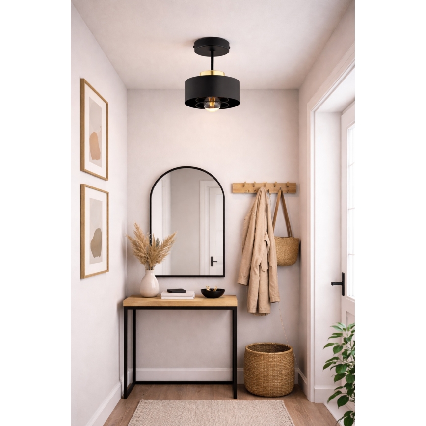 Brilagi - Lustră aplicată SPRING 1xE27/60W/230V negru/auriu