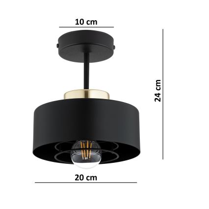 Brilagi - Lustră aplicată SPRING 1xE27/60W/230V negru/auriu